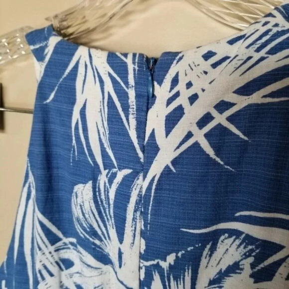 Eliza J Blue  White Leaf Botanical Fit and Flare Dress 10 - Picture 13 of 14